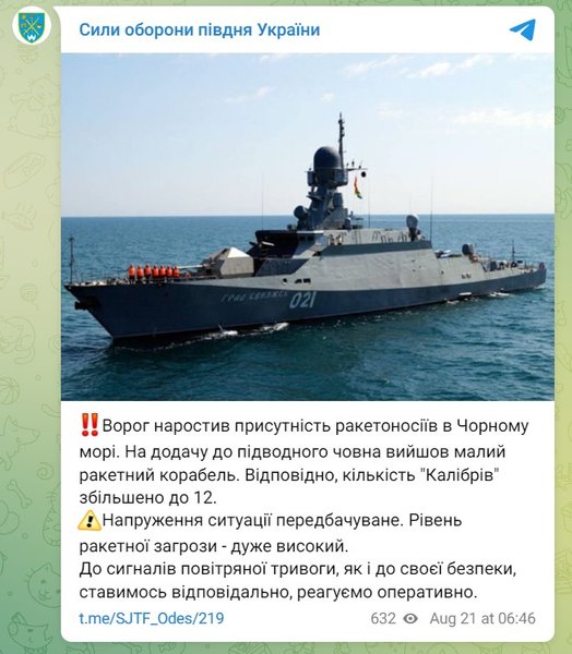 Силы обороны Юга, ракетная опасность, Черное море