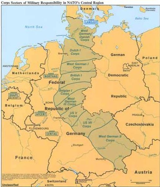 НАТО в Европе карта времен холодной войны