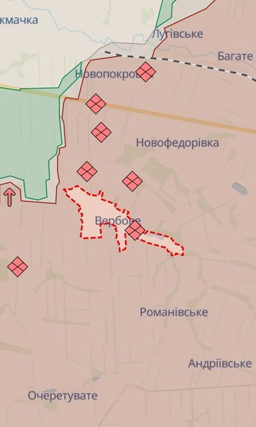 Работино и Вербовое на картах DeepState