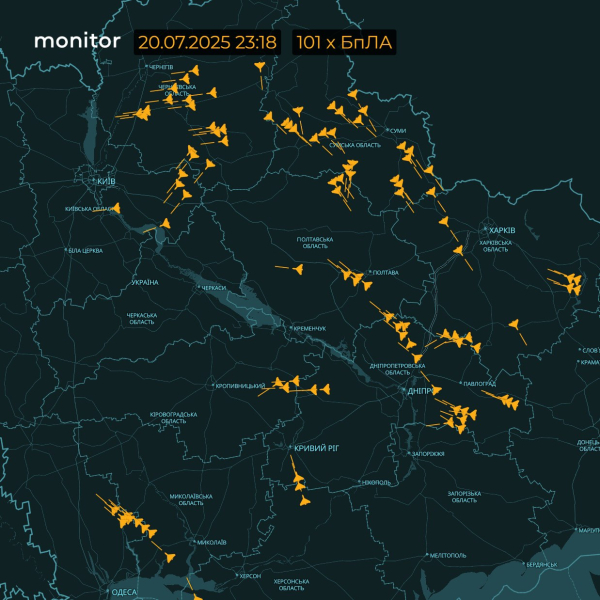 карта Шахеди 0 карта руху Шахедів