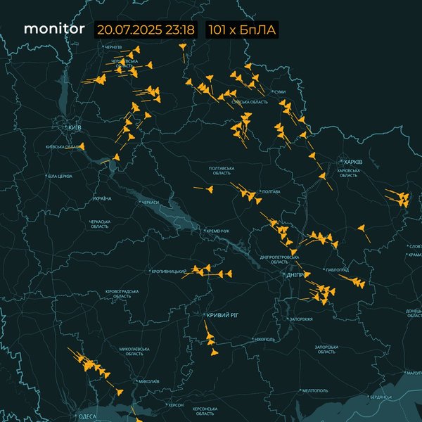 карта руху Шахедів