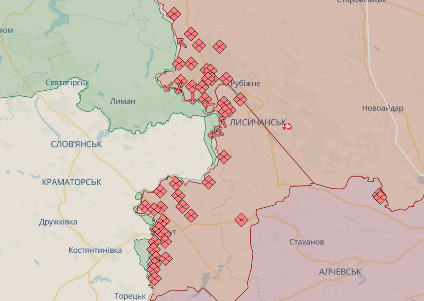 Селище Воронове на актуальній мапі бойових дій