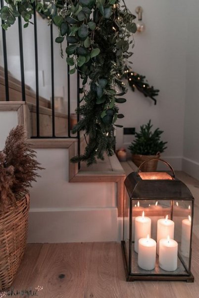 новогодний декор, как украсить дом свечами, композиция со свечами, как использовать свечи для рождественского декора