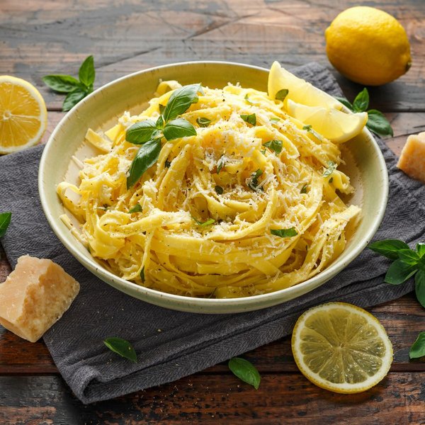 макарони, лимон, тарілка, фото