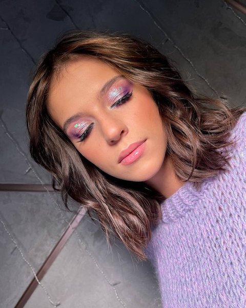 цветные стрелки, макияж, новый год макияж, новогодний макияж, лавандовый макияж