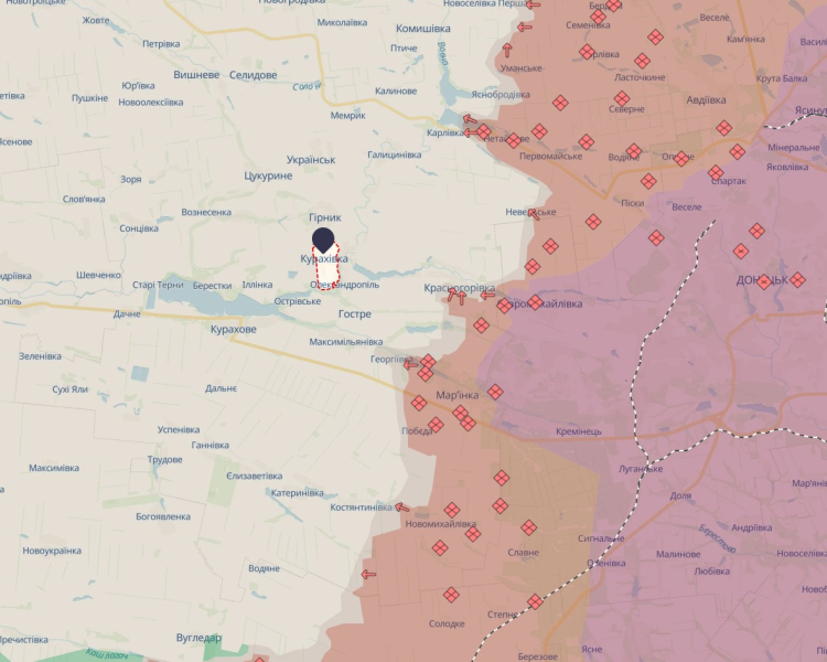 курахове карта Курахівський напрямок