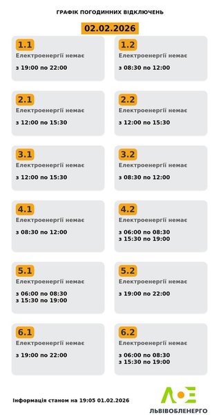 львів область графіки 2 лютого
