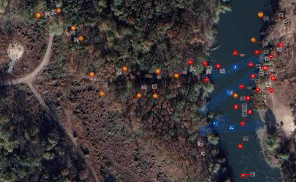 Карта понтонная переправа, Северский донец, разбитая российская техника в Белогоровке