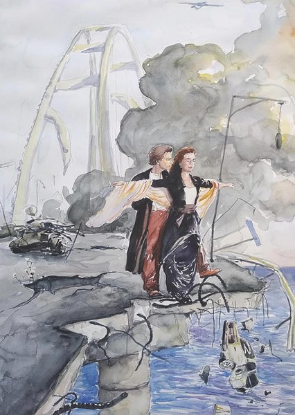 марка взрыв на Крымском мосту. титаник , мост в крыму