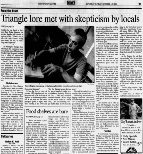 Триъгълникът на Бенингтън Бенингтънският триъгълник, Бермудският триъгълник, аномална зона, изчезване на хора, изчезнали хора, мистериозни изчезвания, разследвания