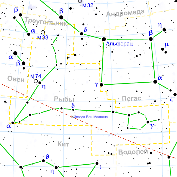 Созвездие Рыбы карта Созвездие Рыбы, карта