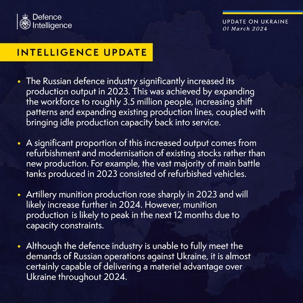 Британская разведка, война РФ против Украины, ОПК, оборонное производство, российские оккупанты, производство снарядов