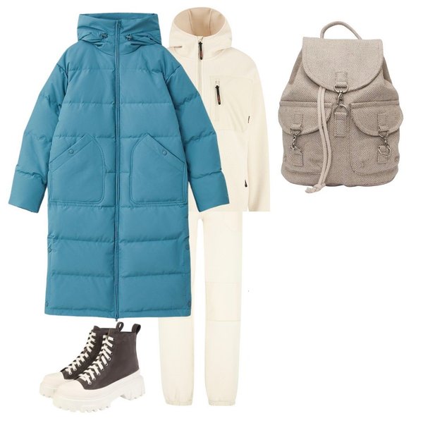 голубой пуховик