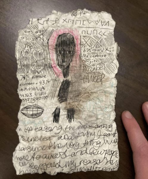 Моторошні записи, знахідка в лісі, прогулянка в лісі, масонський шрифт, проклята записка, таємничі символи, соцмережі, теорія змови