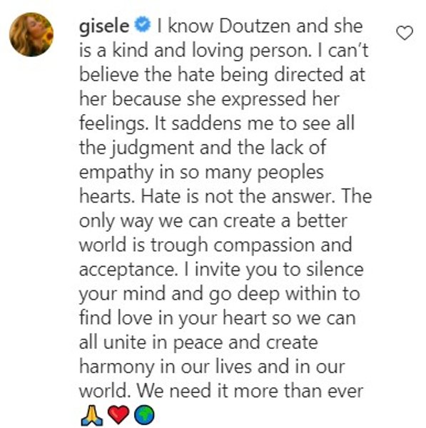 Жизель Бюндхен, вакцинация, поддержка, комментарий