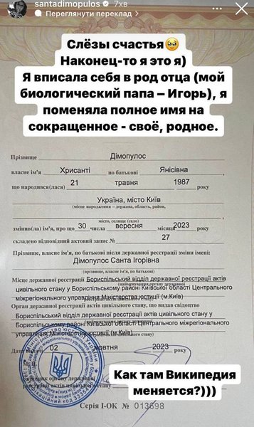 Санта Дімопулос, співачка, паспорт