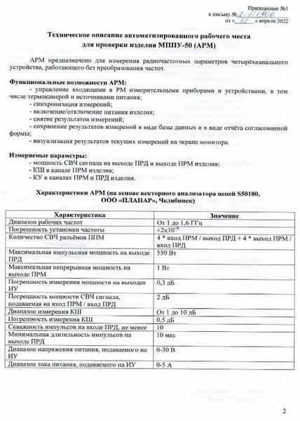 документ компании Планар