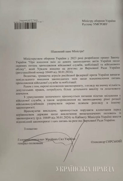 Лист Лист, Сирський, Міноборони, головнокомандувач ЗСУ