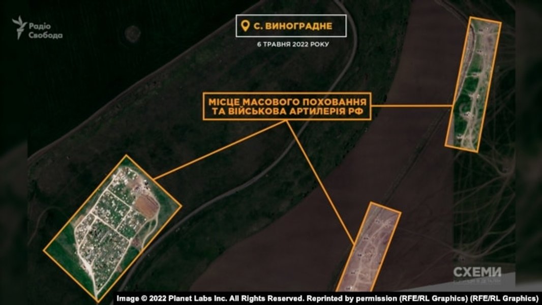 Спутниковые снимки братских могил в Мариуполе, братские могилы,