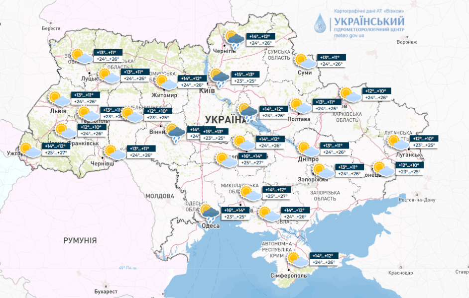 карта погоди, Укргідрометеоцентр