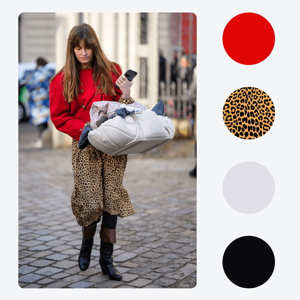 Червоний + леопард + сірий + чорний