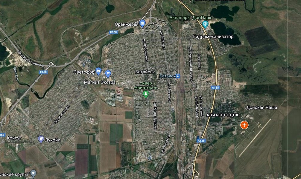 Батайский аэродром на карте