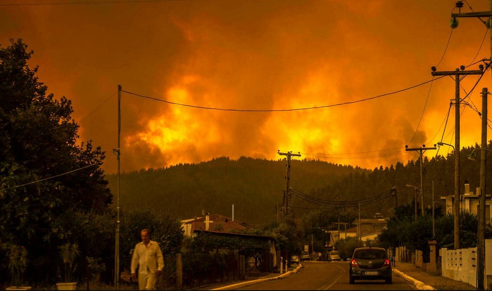 Греция, Эвия, пожары,