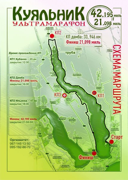 Марафон, ультрамарафон, Куяльник, маршрут