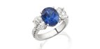 Каблучка з сапфіром відтінку Vivid Blue 6.10 карат, діаманти 2 карати, LOMBARDI by New Italian Art
