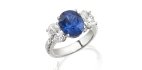 Каблучка з сапфіром відтінку Vivid Blue 6.10 карат, діаманти 2 карати, LOMBARDI by New Italian Art