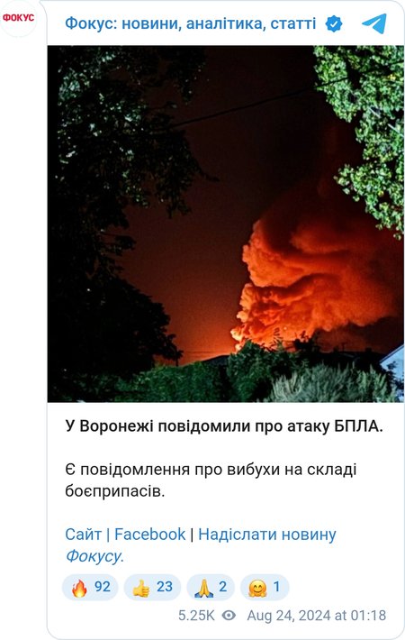 Пожар в Воронежской области