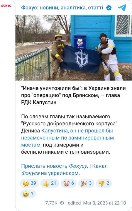 Российская сторона изначально утверждала, что в Брянскую область проникла "украинская ДРГ"