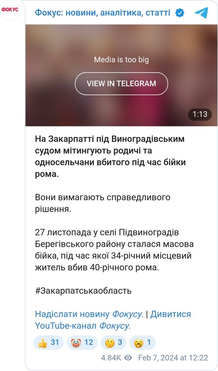 Мітинг під Виноградівським судом
