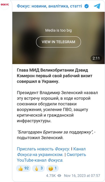 Зеленский встретился с Кэмероном