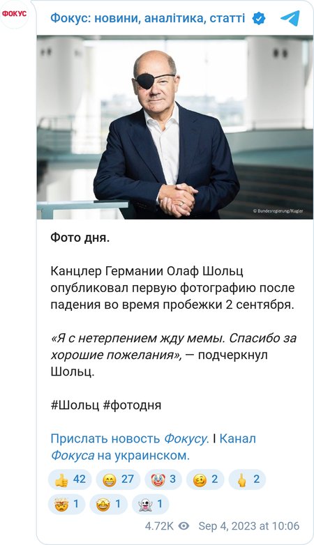 Шольц опубликовал первую фотографию после падения