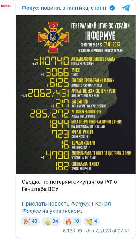 Потери ВС РФ растут