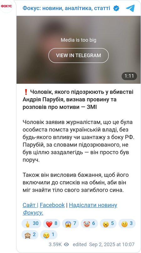 Підозоюваний зізнався у вбивстві Андрія Парубія