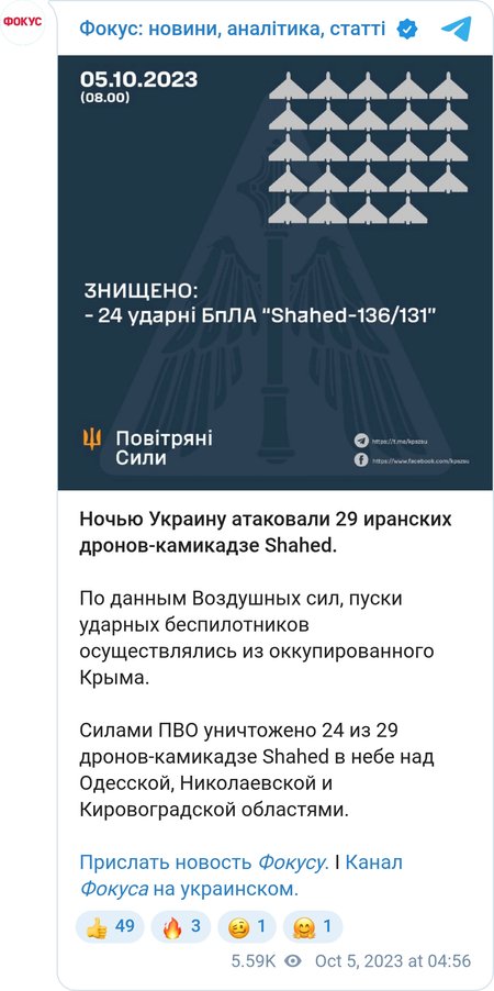 Украину атаковали 29 дронов