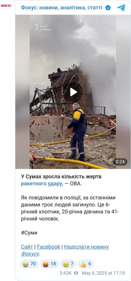 Наслідки обстрілу передмістя Сум