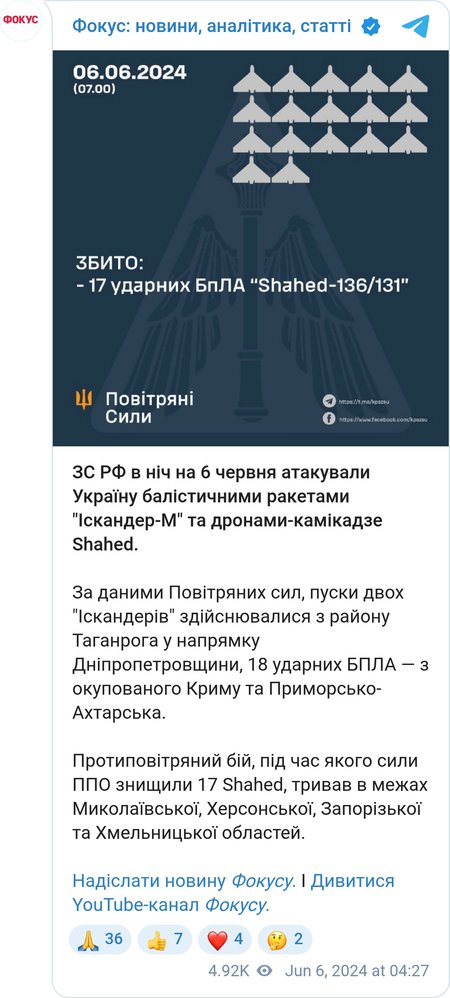 Ночная атака на четыре области Украины